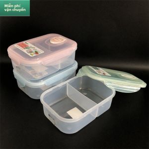 Hộp Đựng Thức Ăn Trưa Bằng Nhựa Hai Ngăn Hộp Đựng Thức Ăn Di Động Bền Chắc Hộp Đựng Thức Ăn Có Thể Bảo Quản Lâu Ngày Trong Lò Vi Sóng