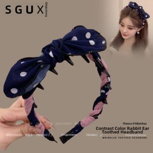Vintage Polka Dot Hair Band with Teeth Non-slip