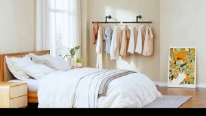 Industrial Pipe Clothes Rack Heavy Duty Detachable Iron Garment Rack Wall Mounted Rustic Saving Space Clothes Bar Multi-Purpose Hanging Rod for Bedroom Closet