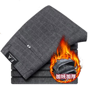 Thickened Fleece Mens Casual Pants Straight Loose Trendy Winter Cotton Warm Trousers Youth Popular Straight Leg Pants