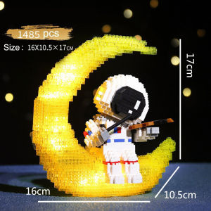 Mainan Building Blocks Glowing Violin Astronaut Spaceman 4 pcs Band Kombinasi Space Moon Mainan Edukasi DIY Untuk Anak-anak