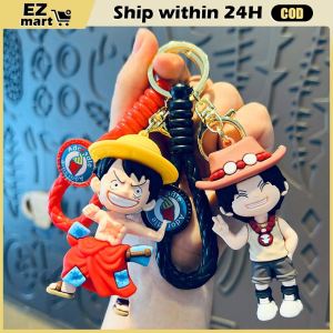 Anime Cartoon ONE PIECE Keychain Monkey D. Luffy Zoro Action Figure Model Doll Pendant Schoolbag Decoration Car Keyring Gifts