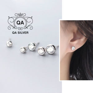Bông tai bạc nụ đá bản dày khuyên tai nam nữ tối giản S925 STUD Silver Earrings QA SILVER EA190807