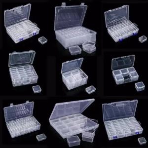 Small Bead Organizer Cases Plastic Organizer Box Mini Clear Bead Storage Container Box with Hinged Lid for DIY Jewelry Supply