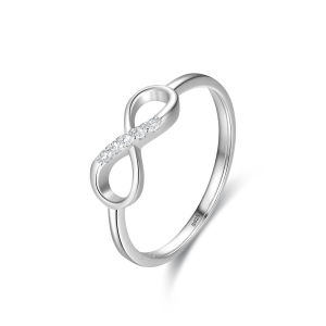 Ailmay 100% 925 Sterling Silver Fashionc Infinity Love Fine Cubic Zirconia Ring for Women Romantic Wedding Jewelry
