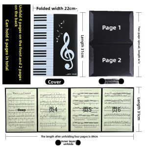 Non-Glare Music Staff Clip for Piano Guitar Guzheng Black A4 Sheet Music Clip Vocal Song Lyrics Folder Music Notation Folder