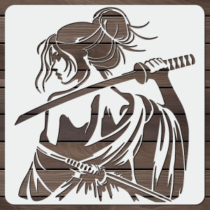 1PC 11.8inch Female Samurai Stencil Reusable Warrior Painting Template for Wall Canvas Fabric DIY Craft Decor