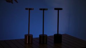 Simple LED Rechargeable Touch Metal Table Lamp Three Colors Bedside Creative Ambient Light Bar Outdoor Decoration Night Light