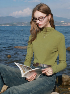3COLOUR·S | Semi-high Collar Fleece T-shirt Long Sleeve