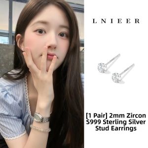 Lnieer | Tongkuan 999 Sterling Silver Ear Hole Care Stud Earrings for Women