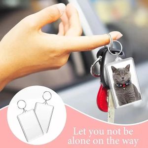 10pcs Acrylic Keychain Photo Insert Frame Keychain Blank Insert Pictures Keyring DIY Split Pendant for Gifts