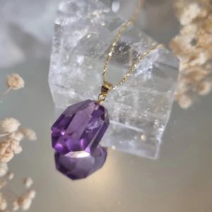 High Quality Freeform Amethyst Pendant Necklace Chain Included