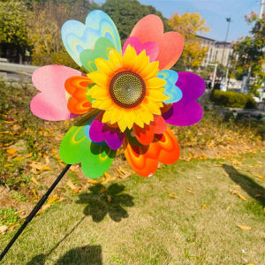 Double-Layer Colorful Butterfly Dance Big Windmill Sunflower Childrens Gift Spring Outing Outdoor Venue Decoration Floor Hand Windmill