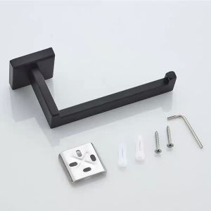 304 Stainless Steel Bathroom Accessories 1 Piece Matte Black Toilet Paper Holder Wall Mounted Tissue Roll Hanger Bathroom
