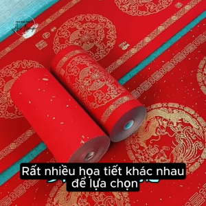 Giấy cuộn câu đối đỏ 50m100m luyện viết thư pháp câu đối tết họa tiết vàng ánh kim chất lượng cao