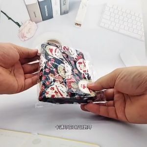 Foldable Canvas Wallet Cute Cartoon Canvas Small Wallet Card Organizer Key Pouch Ladies Money Bag