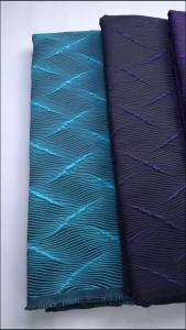 African Gilding Lace Fabric Teal Blue Iridescent Pattern on Black Net Nigerian Brocade Jacquard Lace For Couture Dresses