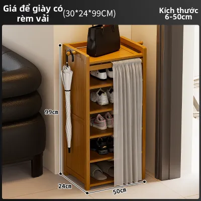 ZHU OU JI | Tủ Giày Chống Bụi Đa Lớp Dễ Lắp Ráp Có Rèm
