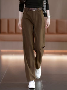 Khaki Wide Leg Jeans Womens Casual High Waist Loose Straight Cut Slimming Versatile Cotton Blend Autumn New Style Dream Beauty