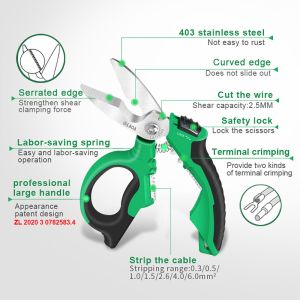 LAOA | LAOA 8" Electrician Pliers Wire Stripper Cutter Crimper CR-V Steel 3-in-1 Multi-Function Hand Tool 205mm