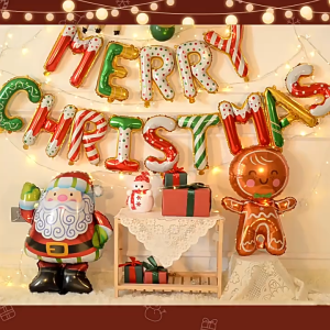 Santa Claus Balloon Xmas Party Decoration Christmas Balloon 2025New 圣诞气球 圣诞老人/雪人/姜饼人/圣诞树/糖果屋 家居装饰