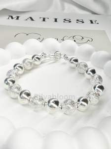 สร้อยข้อมือเงินแท้ 99.99% สร้อยข้อมือเม็ดประคำ สร้อยข้อมือเงินสุโขทัย