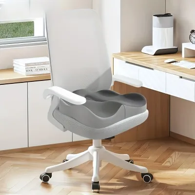 1pc Memory Foam Seat Cushion - 3D Ergonomic Support| Light Green & Grey Washable Polyester Car/Office Essentials