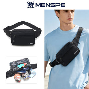 MENSPE Men Sports Waist Bag Fashion Men Bag Chest Bag Shoulder Bag Sports Bag Waterproof Oxford Three Zipper Large Capacity Design Running Bag Portable Gym Bag for Running Cycling Hiking Walking