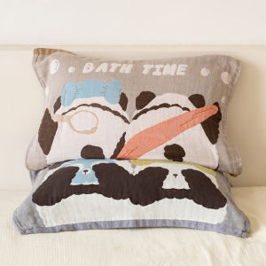 Couples Panda Cotton Pillowcases Premium Quality Pure Cotton Washcloths Pair Set New 2024 Single Bedding Fabric Products