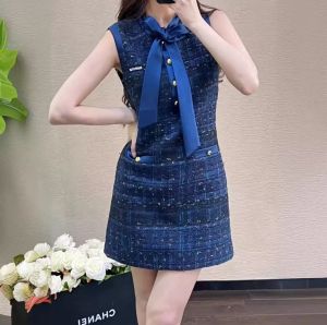 Summer high-end waist-cinching sleeveless vest dress