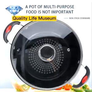 COD Stock Non-Stick Pan With Lid Frying Pan Wok Stainless Steel Pan Old Iron Pan Soup Pan Coated Frying,soup pot and frying pan