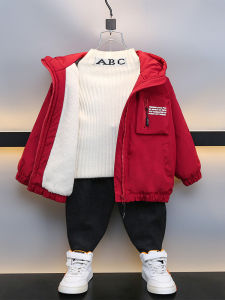 Áo Khoác Lót Lông Cừu Dày Cho Bé Trai Mùa Thu Đông Phong Cách Mới Trẻ Em Dày Dặn Ấm Áp Cotton Cho Bé Trai Năm Tuổi