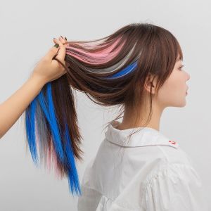 Horec ช่อไฮไลท์สีผม แฮร์พีชไฮไลท์ ช่อไฮไลท์ แบบกิ๊บ ไม่มีตาข่าย กิ๊บไฮไลท์สีผม ยาว55cm สีเยอะ วิกผมไฮไลท์แบบลิซ่า