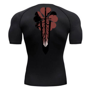 Graphic Print Athletic Quick Dry Tshirt for Men Gym Workout Fitness Running Compression Shirt Sports Undershirts Baselayers Tops