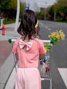 Set áo thỏ hồng Happy quần dài xuông cho bé gái