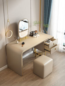 2023 New Italian Style Makeup Desk Integrated Luxury Ins Cream Style Vanity Modern Simple Storage Wooden Desk No Assembly Required