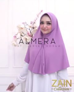 Zain Jilbab Instan Jersey Premium Korea Almera Pet Busa Variasi Tali Pita Warna Senada Hijab Instan Zain Collection