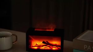 Mini Flame Fireplace Aroma Diffuser 140ml Home Air Humidifier Mist Diffuser Aromatherapy Essential Oils Colorful Lights for Gift
