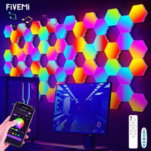 Đèn Tường Hình Lục Giác LED Thông Minh Bảng Điều Khiển Quantum Tự Lắp Đặt Đồng Bộ Nhạc Đèn Ngủ Cho Phòng Game Phòng Ngủ Trang Trí Nhà Cửa Điều Khiển Màu Sắc Bằng Ứng Dụng