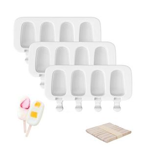 3pcs Popsicle Molds with 50 Sticks 12 Cavities Silicone Popsicle Molds & Ice Cake Pop Mold Maker for DIY Cake and Ice Cream