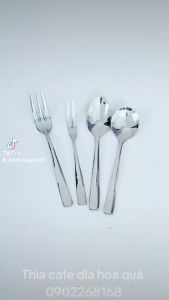 Dĩa ăn hoa quả nĩa xiên trái cây inox không gỉ sáng bóng cán vuông dày bền đẹp