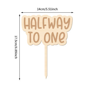 YOMDID Halfway To One Cake Topper Wood Birthday Cake Topper With Halfway To One Design for Baby Shower Cake Decoration Supplies