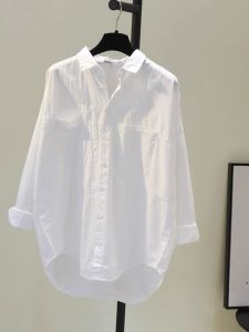 Fashionable Elegant Loose French Design Long Sleeve White Shirt Womens Top