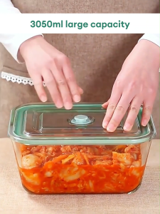 JOTO Rectangular Press Vacuum Cover Airtight Glass Food Container Lunch Box with Cover Leakproof Storage