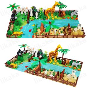 MOC Zoo Animals Building Blocks Toys Set for Kids Montessori Gift Compatible Classic Blocks City Friends Wild Animals Bricks Toy