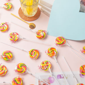 Rainbow Lollipops Bucket Colorful Candy Snacks Creative Childrens Day Gift Golden Grain 15g Wave Bar Candy from Mainland China