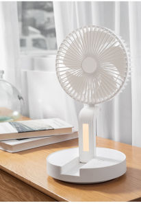 Portable Foldable Rotation Fan Air Cooling USB Rechargeable Wall Desk Fan With LED Night Light & Remote Controller For Office Home Bedroom Desk Rechargeable Foldable Table Fans with 3 Speeds for Bedroom Office USB Handheld Desk Table Fan For Home Office