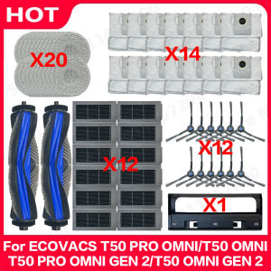 For ECOVACS T50 PRO OMNI/T50 OMNI/T50 OMNI GEN 2/T50 OMNI GEN 2 Main Roller Side Brush Filter Mop Cloth Dust Bag Accessories