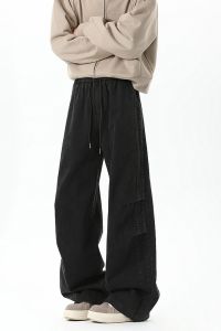 American Casual Workwear Pants Mens Spring Autumn Loose Drapey Vintage Straight Leg Wide Leg Pants Fashionable Street Style