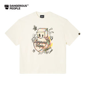 Dangerous People Xu Zhihuan DSP Loose Hand-Drawn Graffiti Love Heart Paper Bag Person round Neck Short Sleeve T-Shirt Cotton Youth Fashion Spring Summer T-Shirt